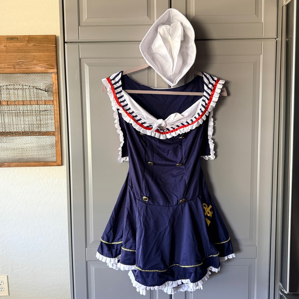 California Costumes Eye Candy Pin-up Nautical Doll Sailor 2 pc Costume, Blue, L